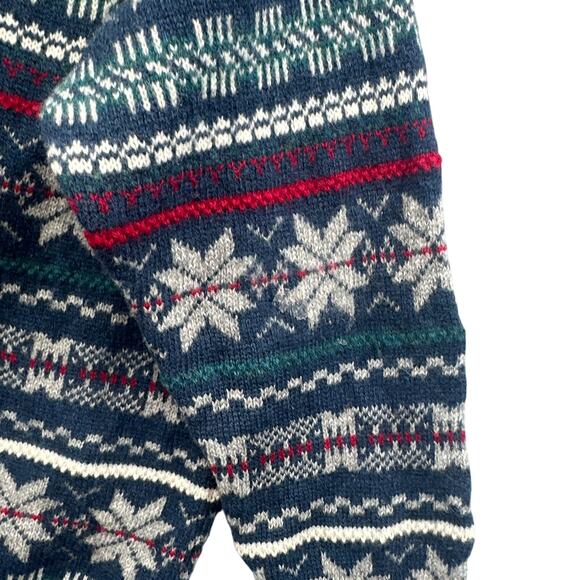 VTG Wool Sweater Lg 90s Grandpa Jumper Kurt Cobain Nordic Pattern Snowflake 80s - Picture 9 of 16